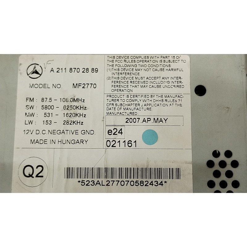 Recambio de sistema audio / radio cd para mercedes-benz cls (c219) cls 350 (219.357) referencia OEM IAM A2118702889  