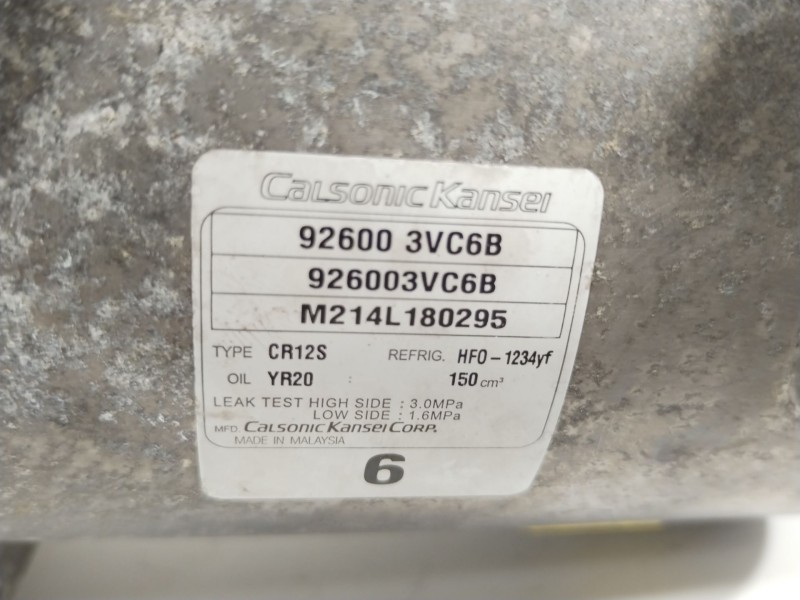 Recambio de compresor aire acondicionado para nissan note (e12) 1.5 dci referencia OEM IAM 926003VC6B M214L180295 