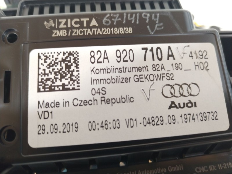 Recambio de cuadro instrumentos para audi a1 sportback (gba) 30 tfsi referencia OEM IAM 82A920710A  