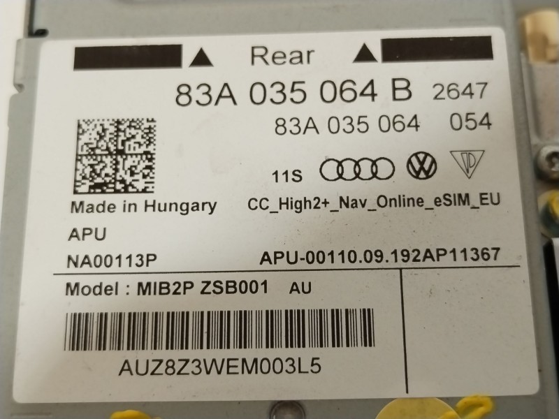 Recambio de sistema navegacion gps para audi a1 sportback (gba) 30 tfsi referencia OEM IAM 83A035064B 83A035064 