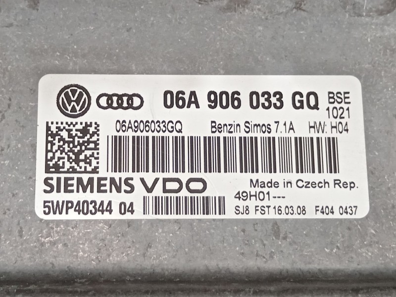 Recambio de centralita motor uce para audi a3 sportback (8pa) 1.6 referencia OEM IAM 06A906033GQ 5WP4034404 