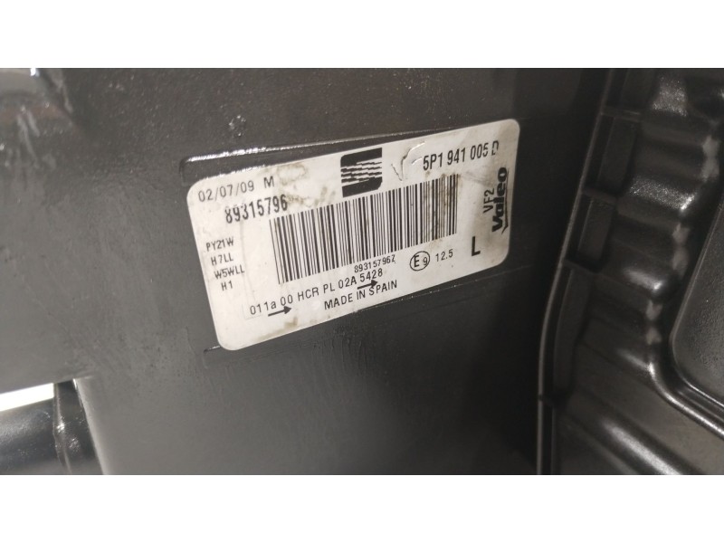 Recambio de faro izquierdo para seat altea (5p1) 1.9 tdi referencia OEM IAM 5P1941005D 89315796 