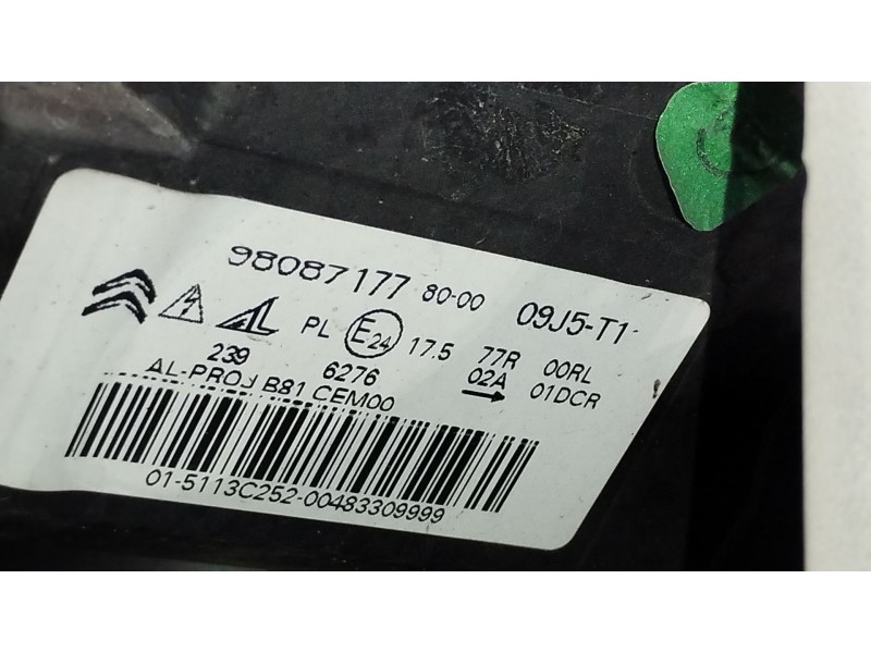 Recambio de faro izquierdo para citroën ds5 2.0 bluehdi 180 referencia OEM IAM 9808717780 09J5T1 1613381080