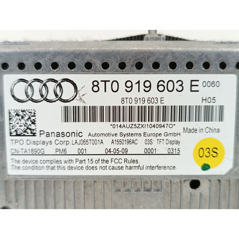 Recambio de pantalla multifuncion para audi a4 b8 avant (8k5) 2.0 tdi referencia OEM IAM 8T0919603E  
