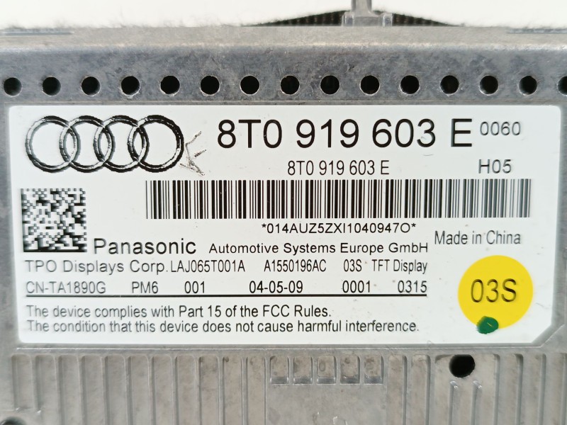 Recambio de pantalla multifuncion para audi a4 b8 avant (8k5) 2.0 tdi referencia OEM IAM 8T0919603E  