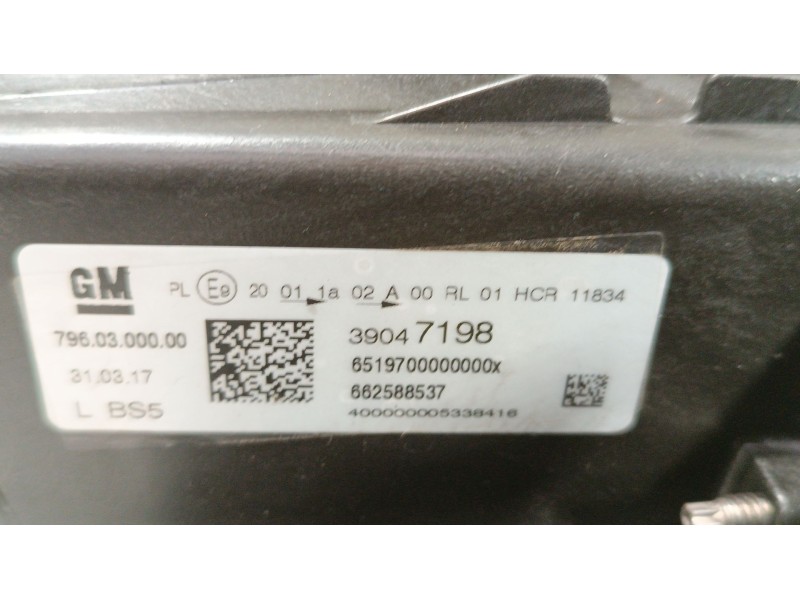 Recambio de faro izquierdo para opel astra k (b16) 1.6 cdti (68) referencia OEM IAM 39047198 662588537 