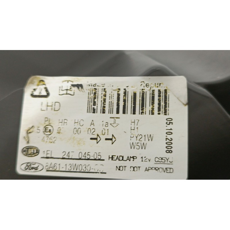 Recambio de faro izquierdo para ford fiesta vi (cb1, ccn) 1.6 tdci referencia OEM IAM 8A6113W030CD 1EL24704505 