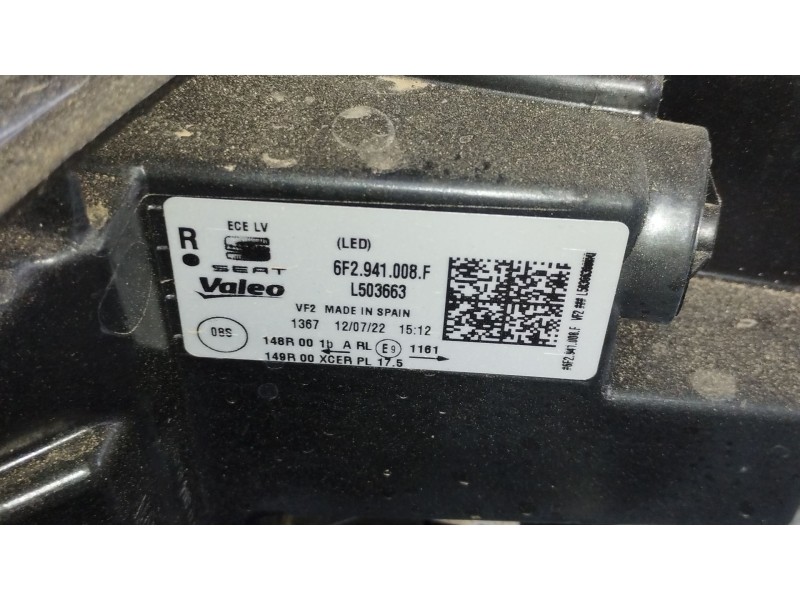 Recambio de faro derecho para seat ibiza (kj1) fr referencia OEM IAM 6F2941008F  