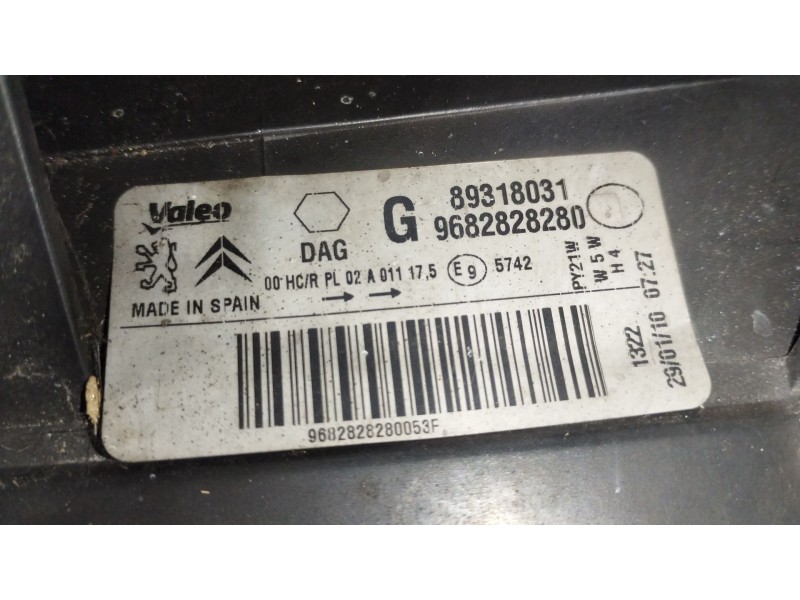 Recambio de faro izquierdo para citroën berlingo multispace (b9) 1.6 hdi 110 referencia OEM IAM 9682828280 89318031 