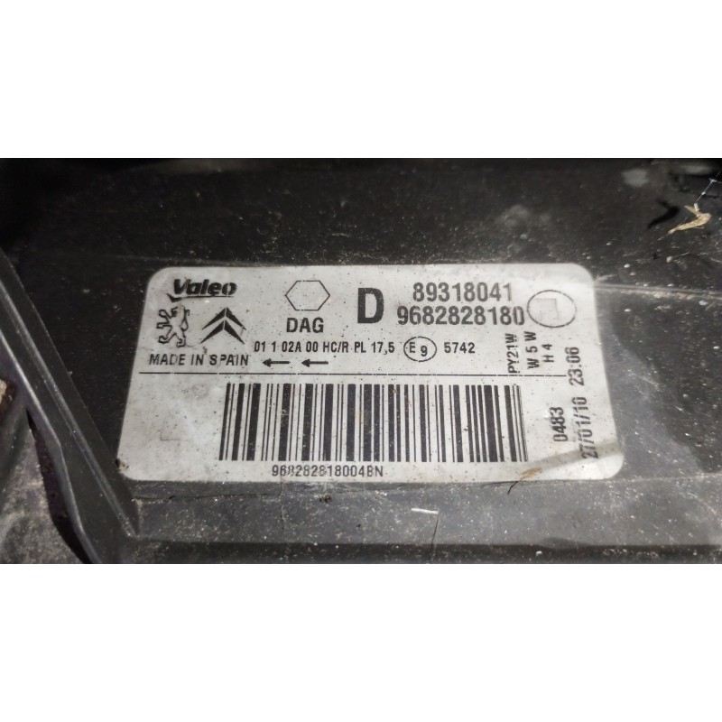 Recambio de faro derecho para citroën berlingo multispace (b9) 1.6 hdi 110 referencia OEM IAM 9682828180 89318041 