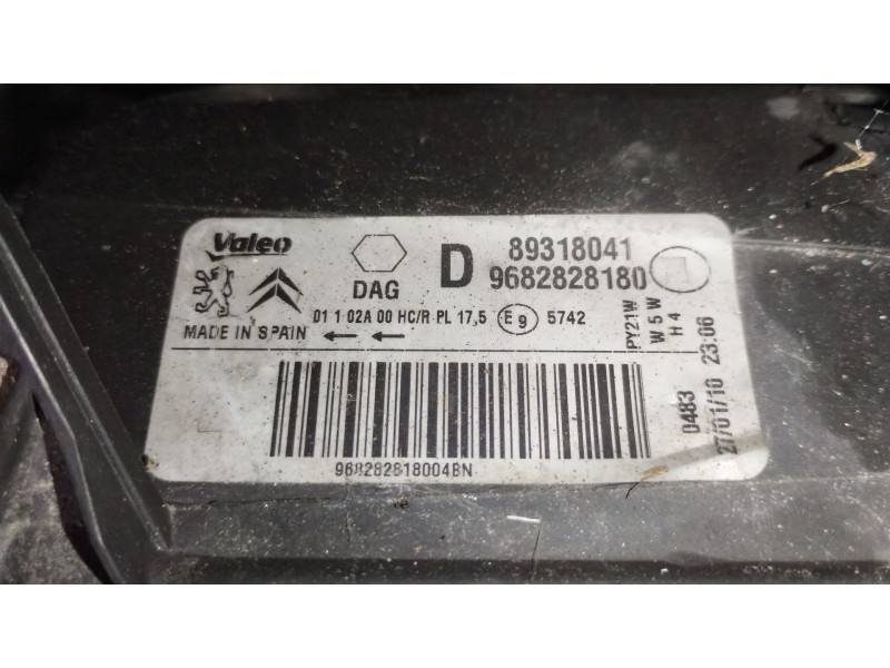 Recambio de faro derecho para citroën berlingo multispace (b9) 1.6 hdi 110 referencia OEM IAM 9682828180 89318041 