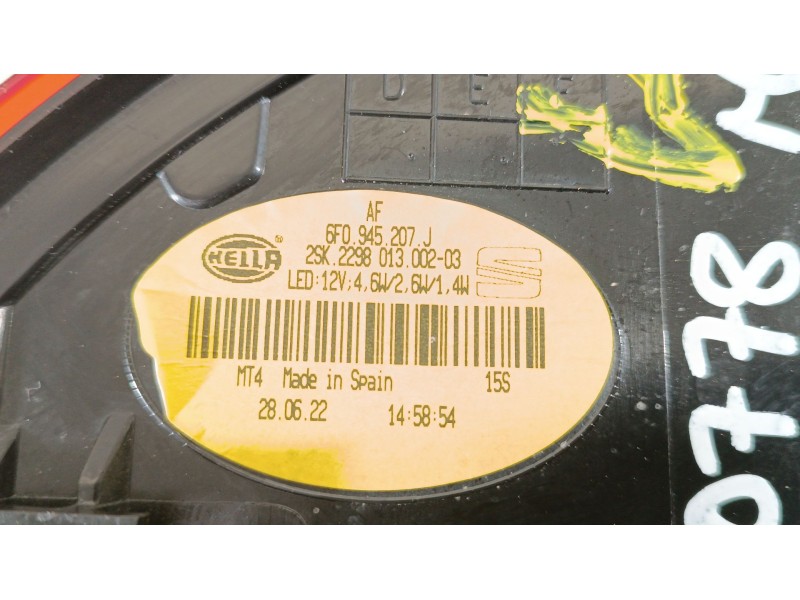 Recambio de piloto trasero izquierdo para seat ibiza (kj1) fr referencia OEM IAM 6F0945207J  