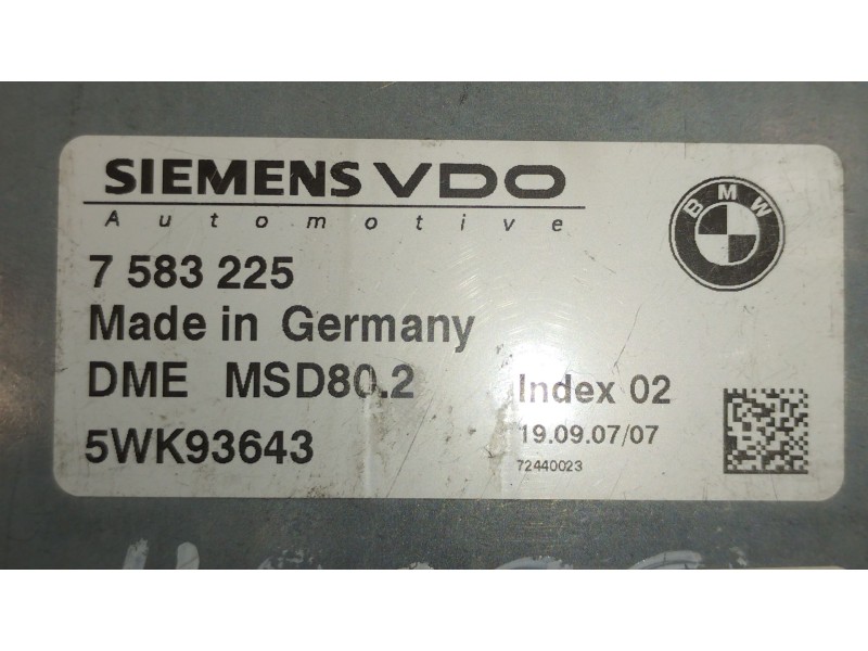 Recambio de centralita motor uce para bmw 1 (e81) 116 i referencia OEM IAM 7583225 5WK93643 