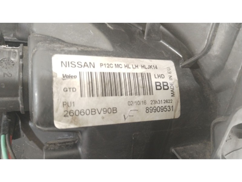 Recambio de faro izquierdo para nissan juke (f15) 1.2 dig-t referencia OEM IAM 26060BV90B 89909531 