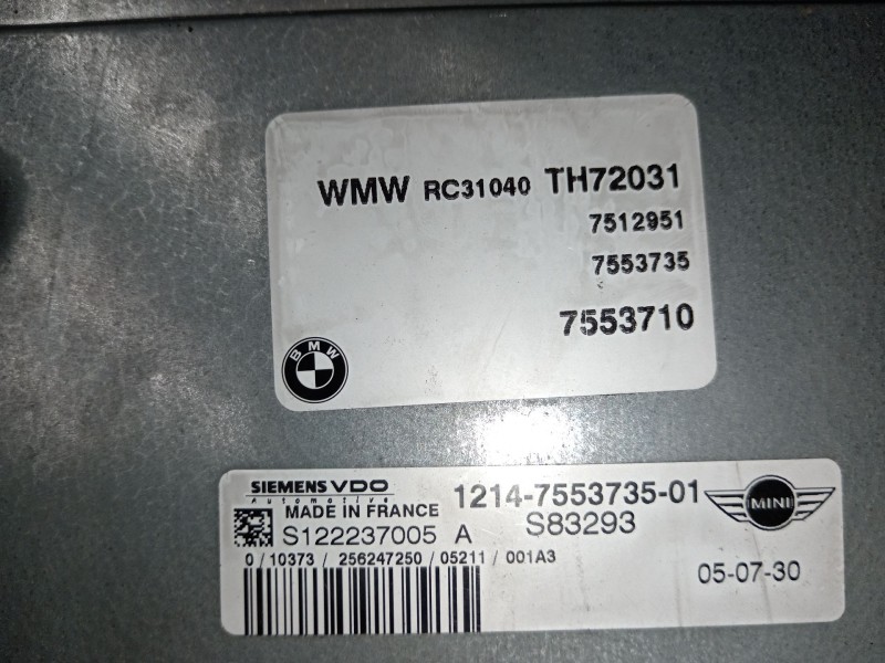 Recambio de centralita motor uce para mini mini (r50, r53) cooper referencia OEM IAM 12147553735 S122237005A 7553710