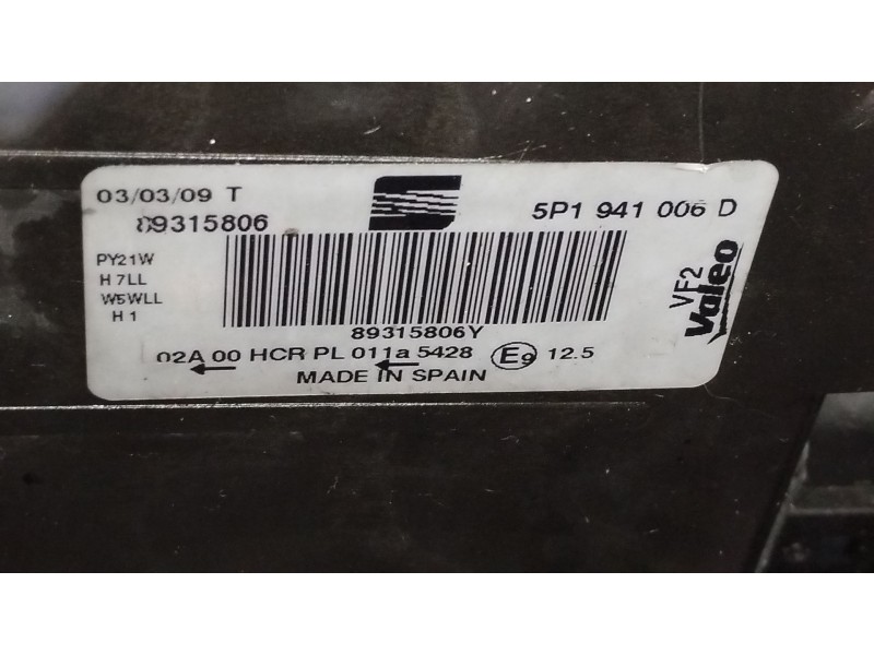 Recambio de faro derecho para seat leon (1p1) 1.9 tdi referencia OEM IAM 5P1941006D 89315806 