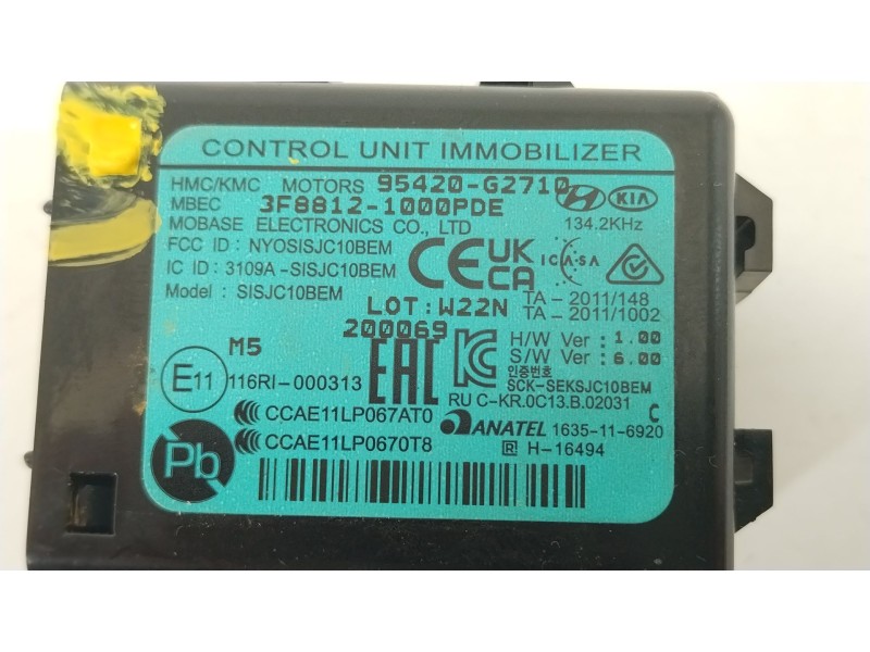 Recambio de centralita inmovilizador para hyundai i30 (pde, pd, pden) 1.5 referencia OEM IAM 95420G2710  