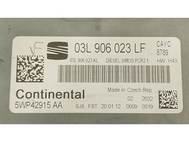 Recambio de centralita motor uce para seat leon (1p1) 1.6 tdi referencia OEM IAM 03L906023LF 5WP42915AA 