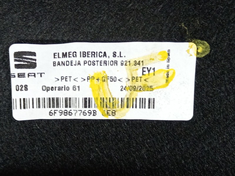 Recambio de bandeja trasera para seat arona (kj7, kjp) 1.0 tgi referencia OEM IAM 6F9867769B  