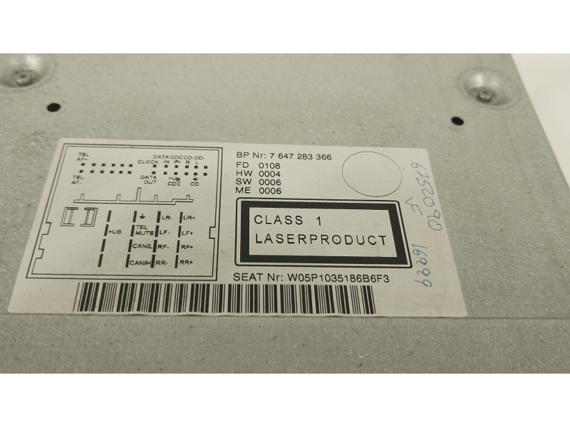 Recambio de sistema audio / radio cd para seat altea (5p1) 2.0 tdi 16v referencia OEM IAM 5P1035186B6F3  