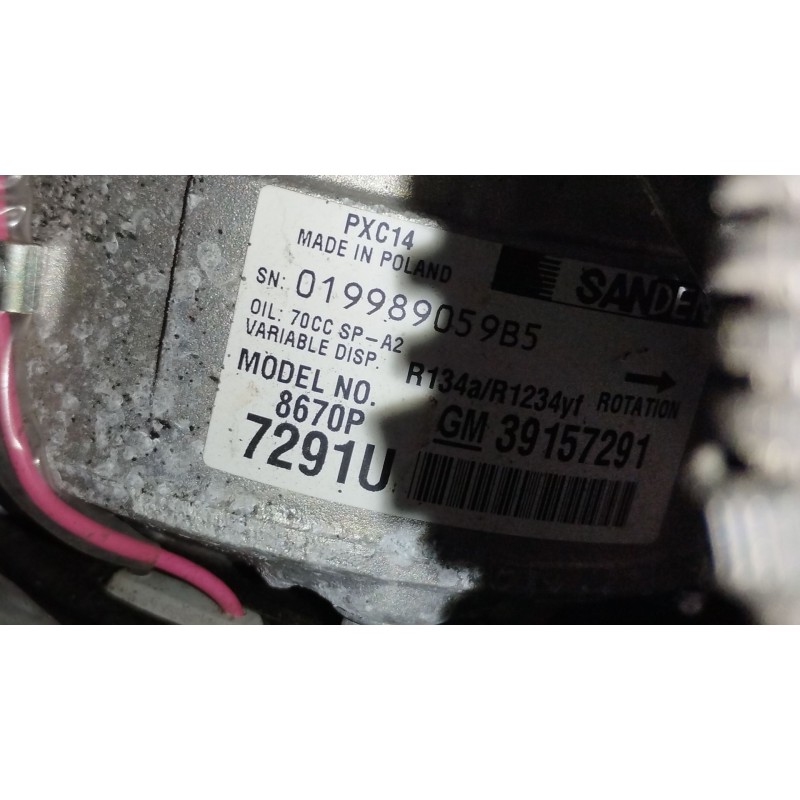 Recambio de compresor aire acondicionado para opel astra k (b16) 1.6 cdti (68) referencia OEM IAM 39157291  