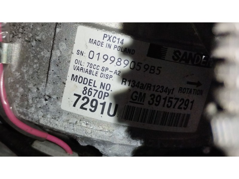 Recambio de compresor aire acondicionado para opel astra k (b16) 1.6 cdti (68) referencia OEM IAM 39157291  