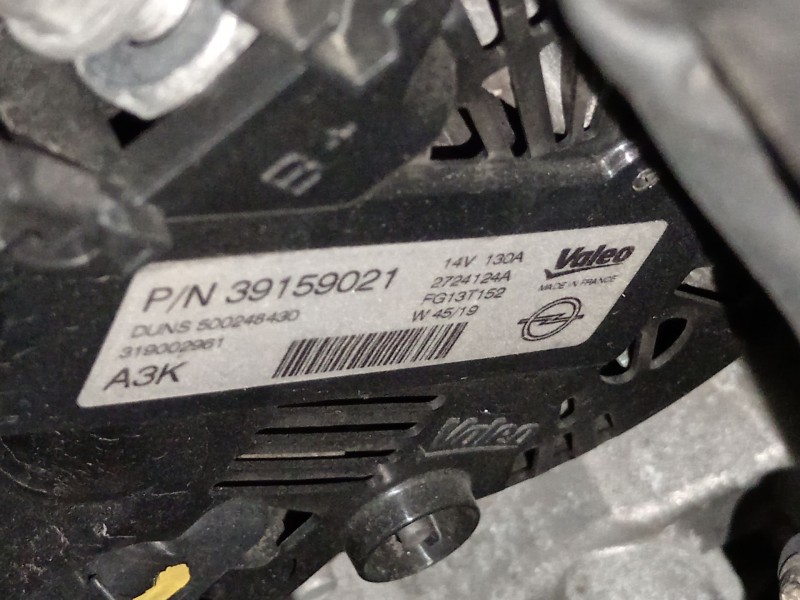 Recambio de alternador para opel astra k (b16) 1.5 crdi (68) referencia OEM IAM 39159021  