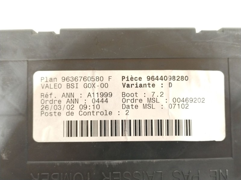Recambio de caja reles / fusibles para peugeot 307 (3a/c) 1.6 16v referencia OEM IAM 9644098280 9636760580 BSIG0X00