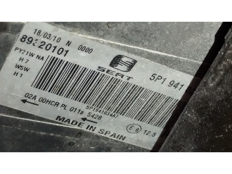 Recambio de faro derecho para seat altea xl (5p5, 5p8) 1.6 tdi referencia OEM IAM 5P1941034A 89320101 