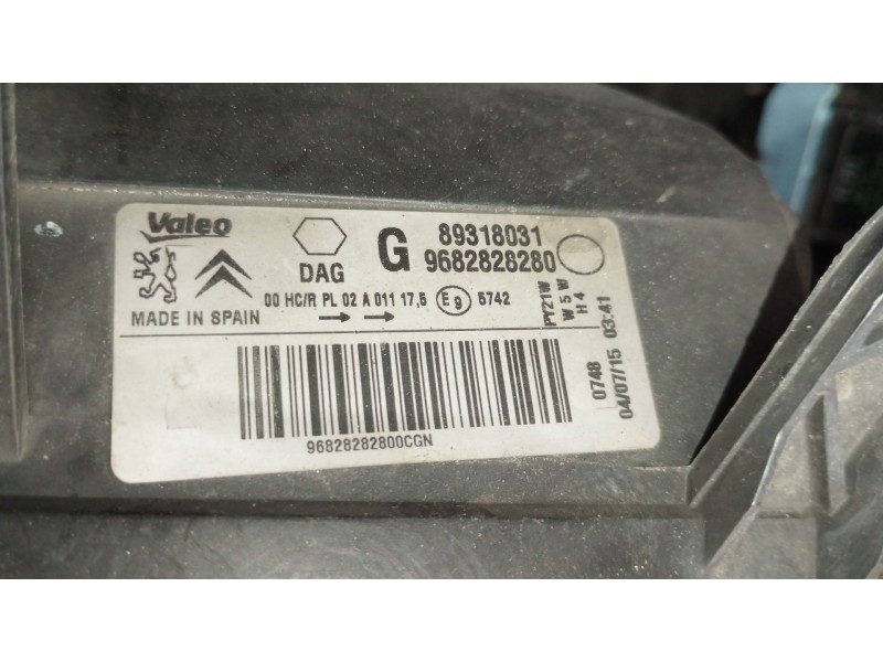 Recambio de faro izquierdo para peugeot partner furgoneta/monovolumen 1.6 hdi referencia OEM IAM 9682828280 89318031 