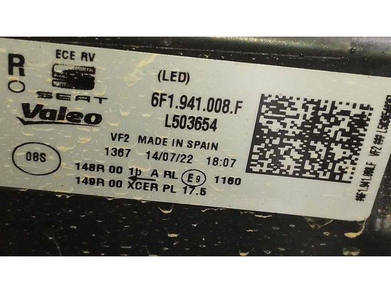 Recambio de faro derecho para seat ibiza (kj1) referencia OEM IAM 6F1941008F  