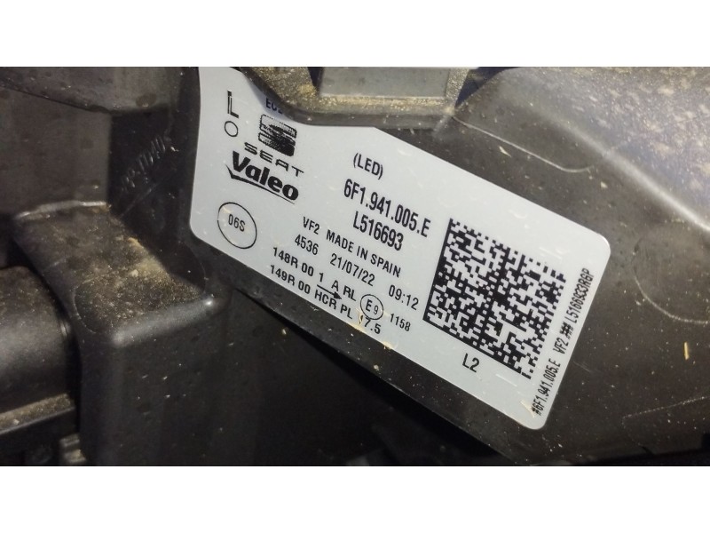 Recambio de faro izquierdo para seat arona referencia OEM IAM 6F1941005E  
