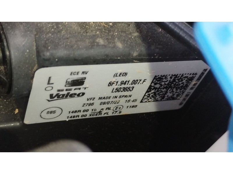 Recambio de faro izquierdo para seat ibiza (kj1) fr ib referencia OEM IAM 6F1941007F  