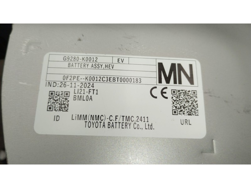 Recambio de bateria para toyota yaris (_p21_, _pa1_, _ph1_) 1.5 hybrid (mxph11) referencia OEM IAM G9280K0012  