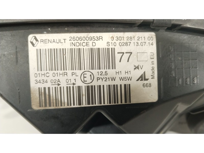 Recambio de faro izquierdo para renault captur i (j5_, h5_) 1.5 dci 90 referencia OEM IAM 260600953R 030128121100 