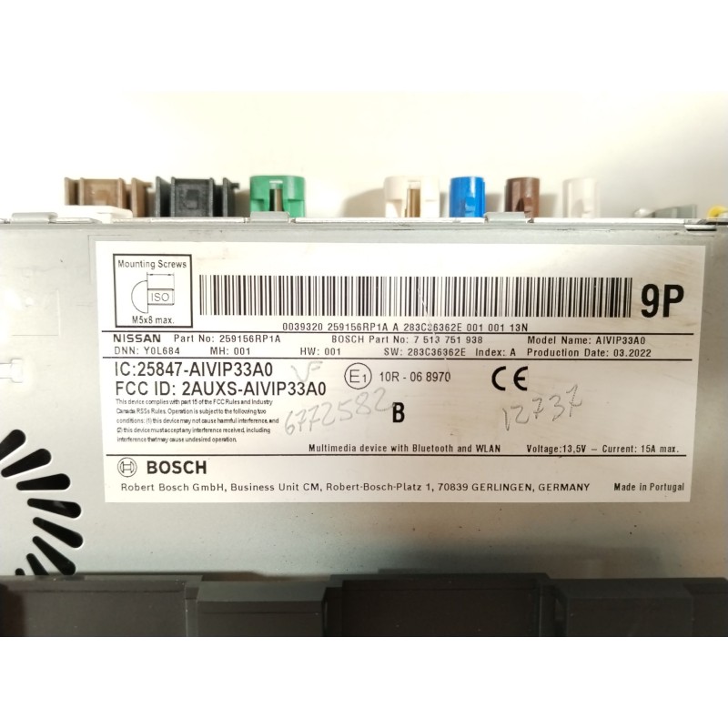 Recambio de sistema navegacion gps para nissan qashqai iii (j12) 1.3 dig-t referencia OEM IAM 259156RP1A 7513751938 