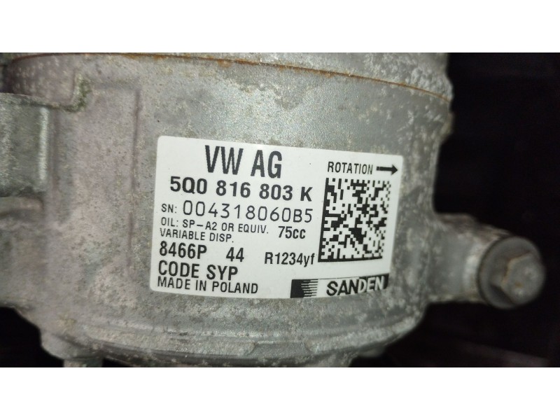 Recambio de compresor aire acondicionado para seat leon st (5f8) 2.0 cupra referencia OEM IAM 5Q0816803K  