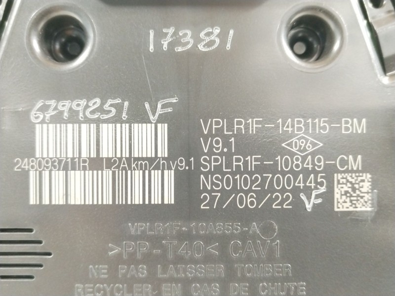 Recambio de cuadro instrumentos para dacia sandero iii 1.0 sce 65 referencia OEM IAM 248093711R  