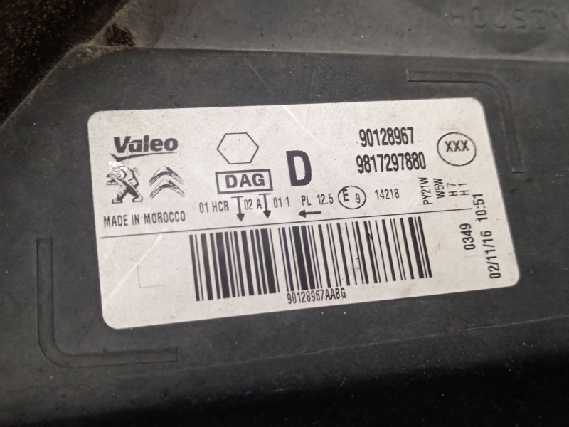 Recambio de faro derecho para citroën c-elysee (dd_) 1.6 bluehdi 100 referencia OEM IAM 9817297880 90128967 