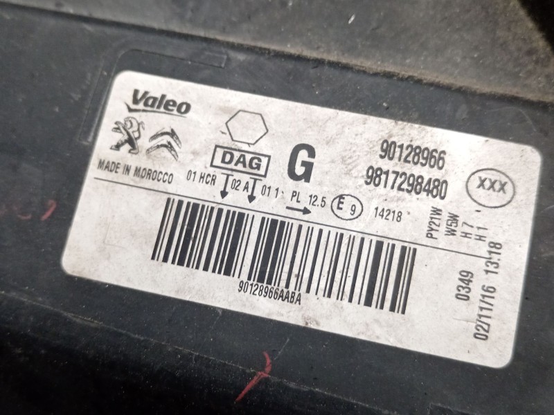 Recambio de faro izquierdo para citroën c-elysee (dd_) 1.6 bluehdi 100 referencia OEM IAM 9817298480 90128966 
