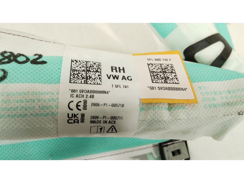 Recambio de airbag cortina delantero derecho para cupra tavascan tavascan referencia OEM IAM 5FL880742F  