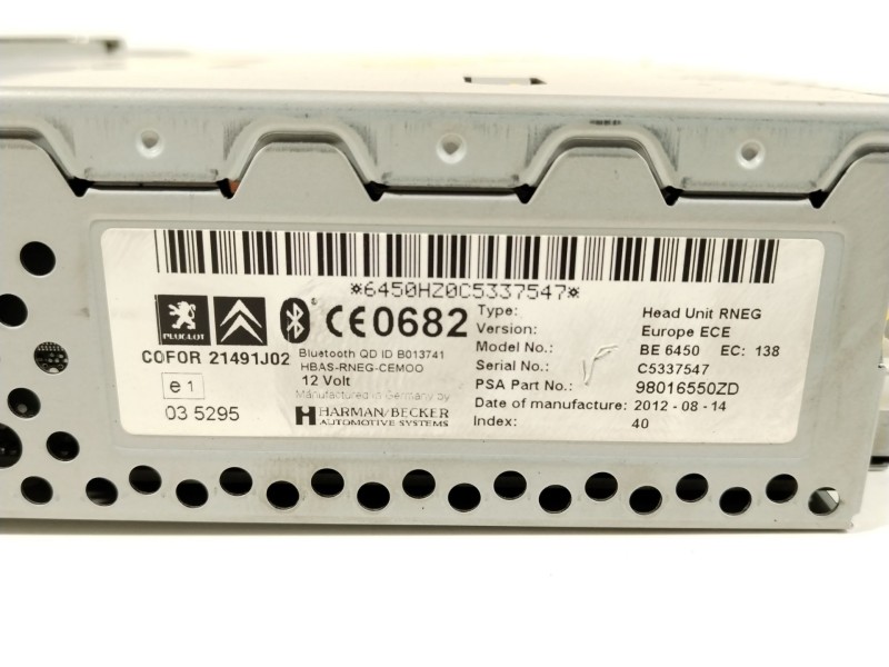 Recambio de sistema navegacion gps para citroën c5 iii (rd_) 2.0 hdi 140 referencia OEM IAM 98016550ZD  