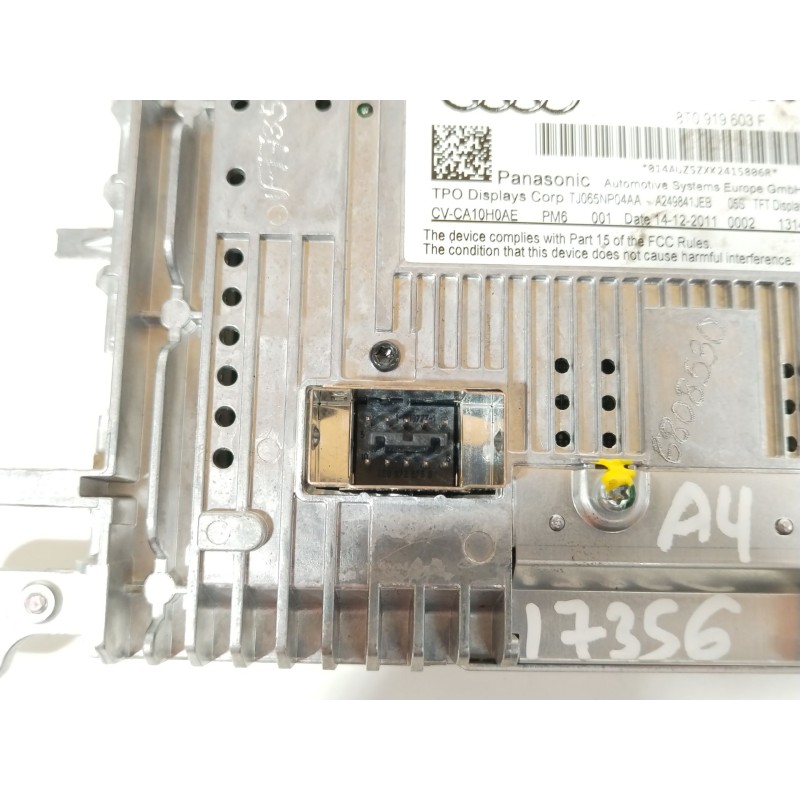 Recambio de pantalla multifuncion para audi a4 b8 (8k2) 2.0 tdi referencia OEM IAM 8T0919603F TJ065NP04AA 