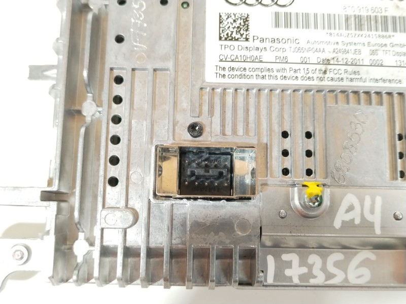 Recambio de pantalla multifuncion para audi a4 b8 (8k2) 2.0 tdi referencia OEM IAM 8T0919603F TJ065NP04AA 