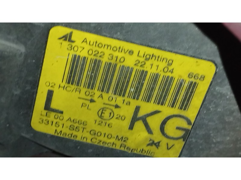 Recambio de faro izquierdo para honda civic vii sedán (es, et) 1.6 (es5) referencia OEM IAM 33151S5TG010M2 1307022310 