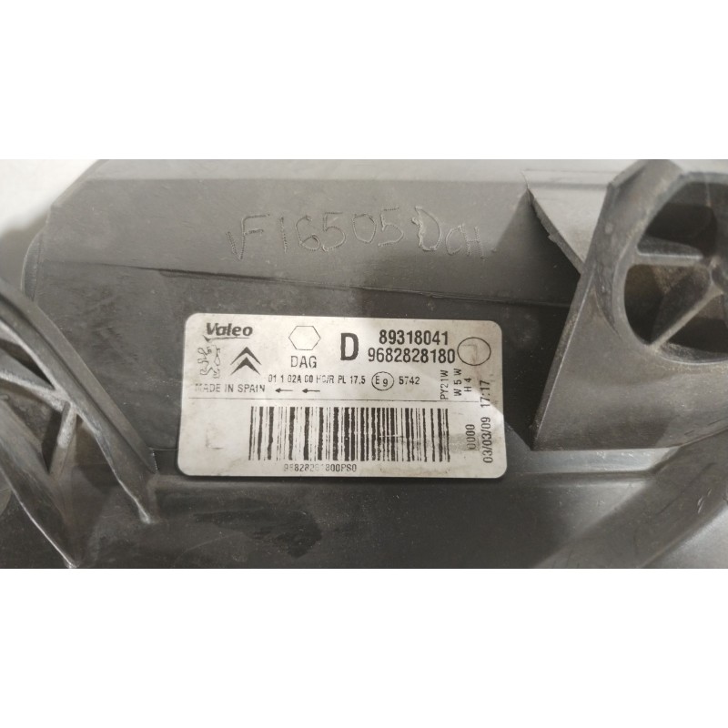 Recambio de faro derecho para citroën berlingo multispace (b9) 1.6 hdi 90 referencia OEM IAM 9682828180 89318041 
