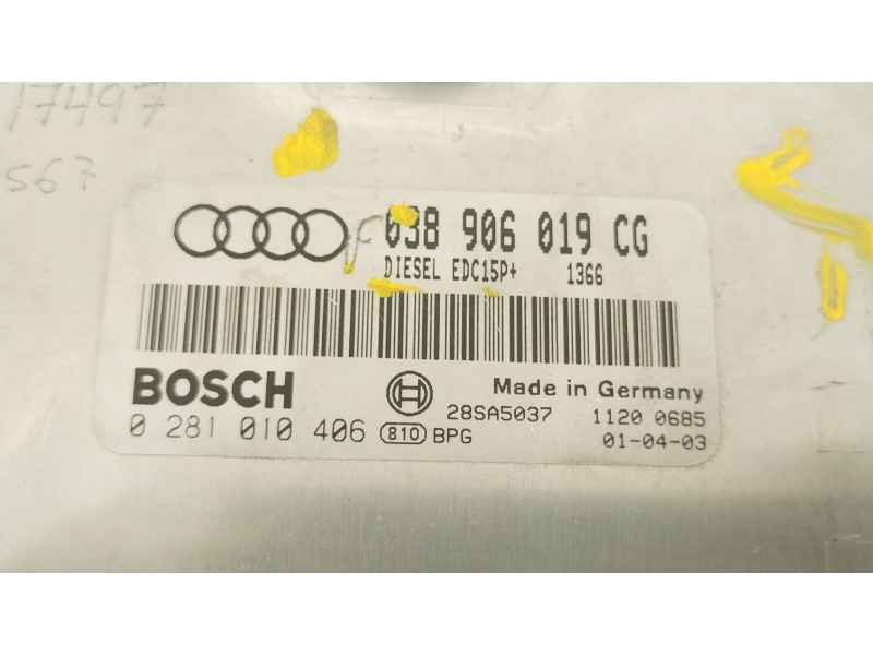 Recambio de centralita motor uce para audi a4 b6 (8e2) 2.0 referencia OEM IAM 038906019CG 0281010406 