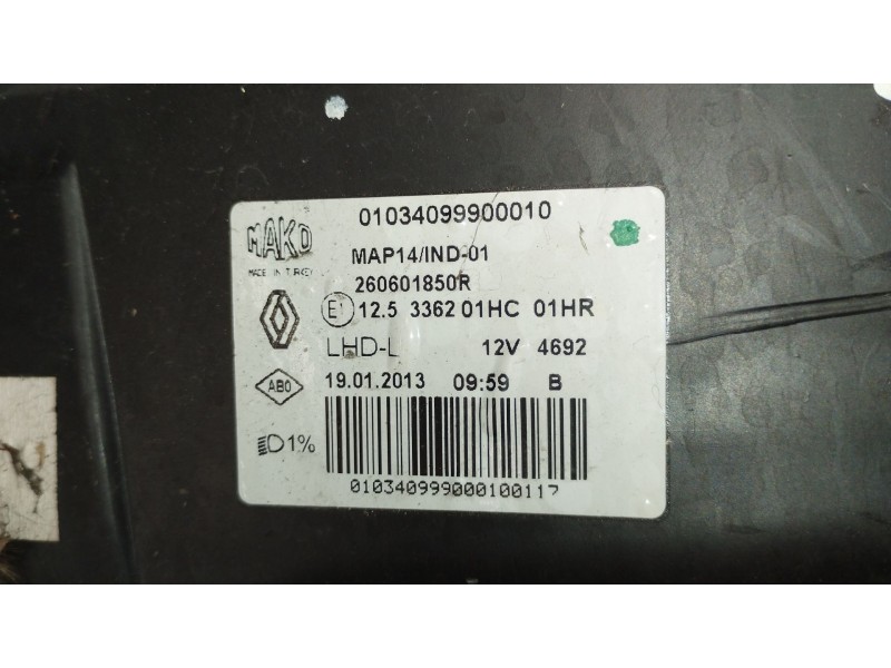 Recambio de faro izquierdo para renault clio iv (bh_) 1.5 dci 90 referencia OEM IAM 260601850R  
