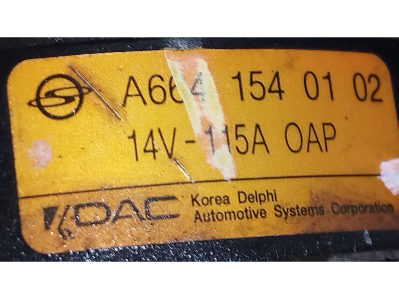 Recambio de alternador para ssangyong actyon i 2.0 xdi referencia OEM IAM A6641540102  