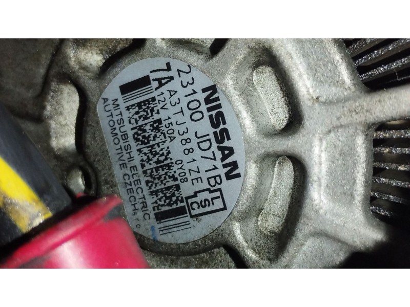 Recambio de alternador para nissan qashqai i (j10, nj10) 2.0 dci referencia OEM IAM 23100JD71B A3TJ3881ZE 